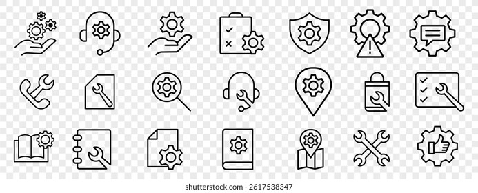 Gear and Settings line art Icon set. vector illustration. Eps 10