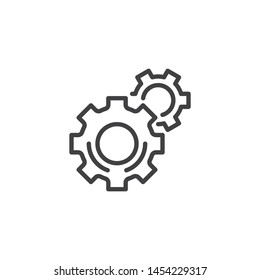 Icono de línea de ajuste. signo de estilo lineal para concepto móvil y diseño web. CogWheel, preferencias contorno icono vectorial. Símbolo, ilustración del logotipo. Gráficos vectoriales