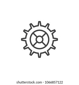 Gear settings outline icon. linear style sign for mobile concept and web design. Cogwheel simple line vector icon. Symbol, logo illustration. Pixel perfect vector graphics