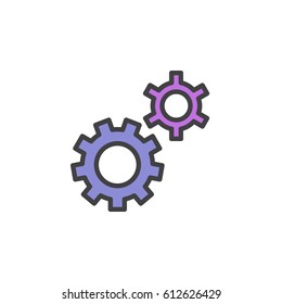 Gear, settings, preferences filled outline icon, line vector sign, linear style pictogram isolated on white. Symbol, logo illustration. Editable stroke. Pixel perfect