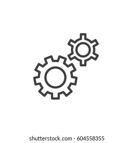 Gear, settings, preferences line icon, outline vector sign, linear style pictogram isolated on white. Symbol, logo illustration. Editable stroke. Pixel perfect