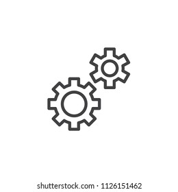Gear, settings, preferences outline icon. linear style sign for mobile concept and web design. Cog wheels simple line vector icon. Symbol, logo illustration. Pixel perfect vector graphics