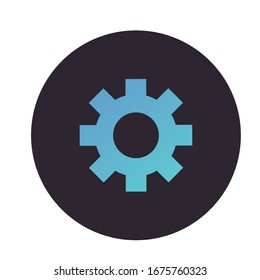 gear settings setup block style icon vector illustration design