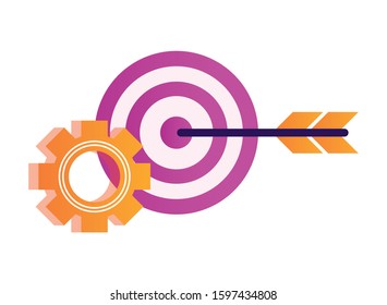 gear settings setup with target vector illustration design