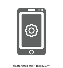 Gear, settings smartphone icon. Gray color vector