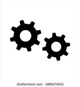 Icono de vector de configuración de engranajes en fondo blanco