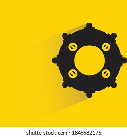gear with shadow on yellow background