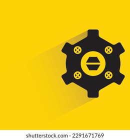gear with shadow on yellow background