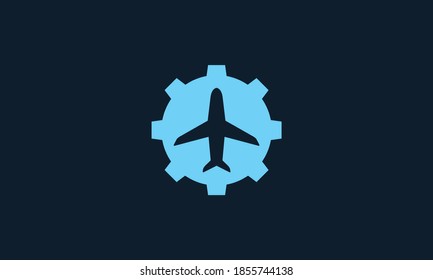gear shape with airplane fly travel transportation logo icon vector illustration design
