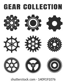 Gear shape collection isolated on a white background.