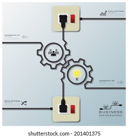 Gear Shape Electric Wire Line Business Infographic Design Template