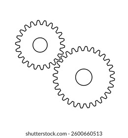 Gear shape icon for laser engraving. Vector outline sign. Engineering symbol