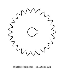 Gear shape icon for laser engraving. Vector outline sign. Engineering symbol
