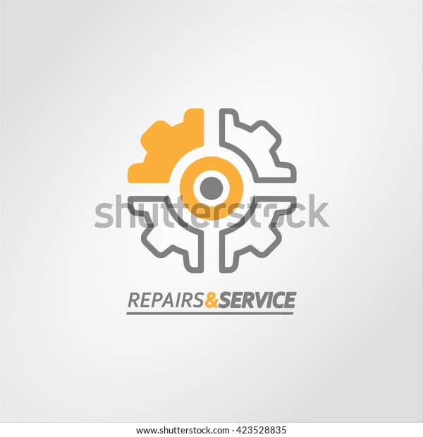 Gear shape logo. Logotype for repair or service\
and maintenance business. Industrial vector logo design concept.\
Logotype for car service.