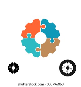 Gear Shape Puzzle Logo Or Infographic Base Concept