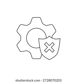 Un engranaje con un escudo y una cruz para Configuraciones de acceso bloqueadas.