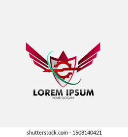 gear and shield logo icon for automotive and technology company
