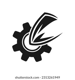 gear shield mechanic logo template