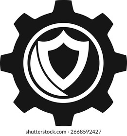 Engrenagem com escudo para segurança e proteção conceito