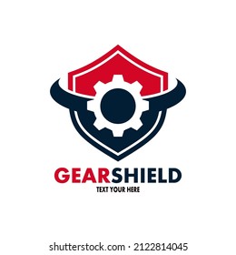 Gear shield vector logo template. This design use protection symbol. Suitable for business and industrial.