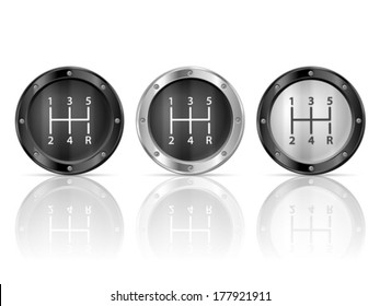 Gear shift set on a white background.