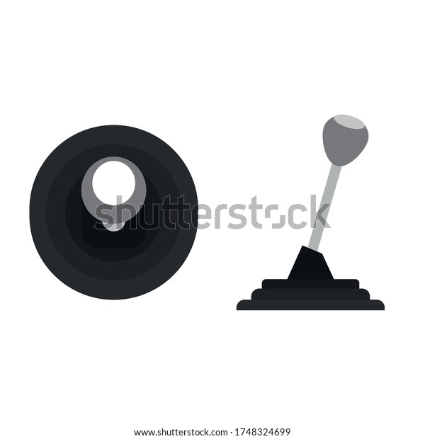 Gear shift vector illustration isolated on\
white. Car gearbox outline style\
design.