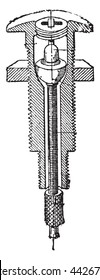 Gear shift, vintage engraved illustration. Industrial encyclopedia E.-O. Lami - 1875.
