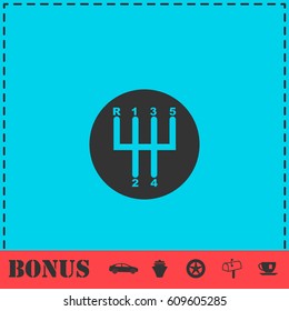 Gear shifter icon flat. Simple vector symbol and bonus icon