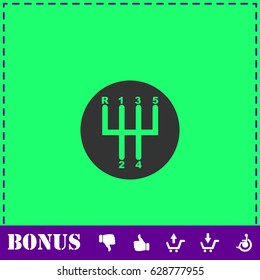 Gear shifter icon flat. Simple vector symbol and bonus icon
