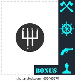 Gear shifter icon flat. Simple vector symbol and bonus icon