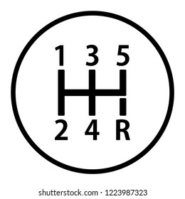 Gear shifter icon set. Manual car gear indicator symbolic design