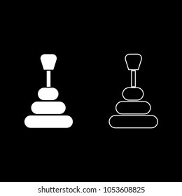 Gear shifter icon set white color