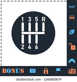 Gear shifter. Perfect icon with bonus simple icons