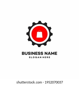 Gear Shopping bag logo designs concept vector, Sale logo symbol stock illustration