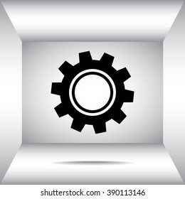 Gear sign icon, vector illustration. Flat design style 