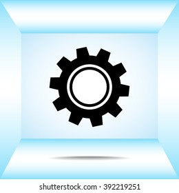 Gear sign icon, vector illustration. Flat design style 