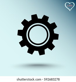 Gear sign icon, vector illustration. Flat design style 