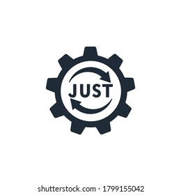 Gear und unterzeichnen Sie einfach. Vektorsymbol einzeln auf weißem Hintergrund. 