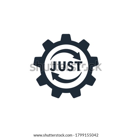 Gear and sign just. Vector icon isolated on white background. 