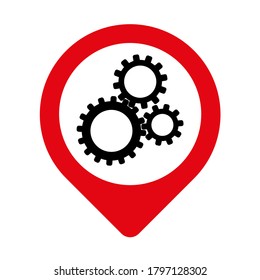 gear sign on white background