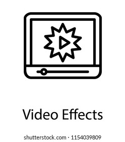A gear sign in the screen having play button depicting video effects 