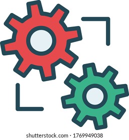 Gear Sign for settigns and preference Concept, Cogwheel Interaction Vector Color Icon Design, Business and Finance Symbol on white background