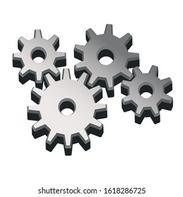 The gear sign is a simple icon on a white background. Vector illustration of a set of gears