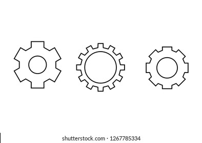 gear sign simple icon and Settings icon on background.  Vector illustration. 
