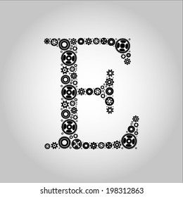 Gear Silhouette Alphabet , E