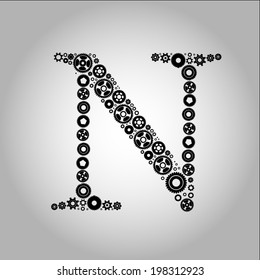 Gear Silhouette Alphabet , N