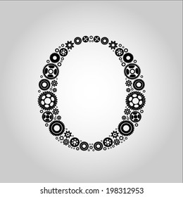 Gear Silhouette Alphabet , O