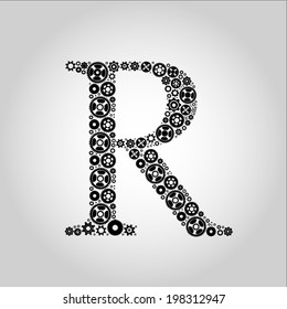 Gear Silhouette Alphabet , R