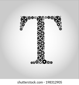 Gear Silhouette Alphabet , T