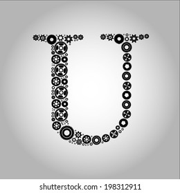 Gear Silhouette Alphabet , U